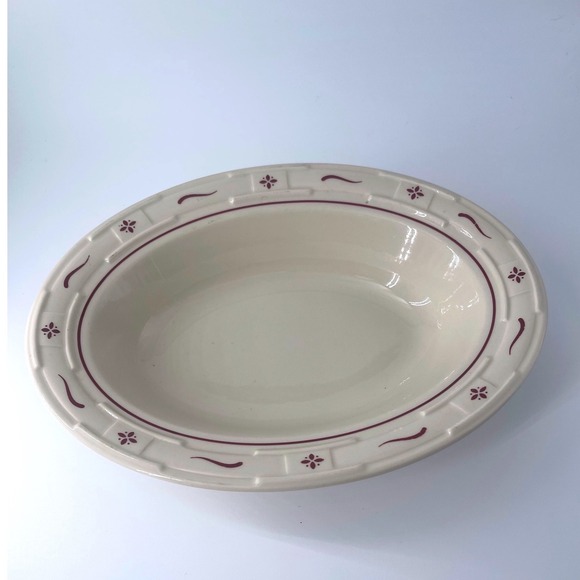 Other - Longaberger Pottery Woven Traditions Red Large Oval Serving Bowl Retired USA